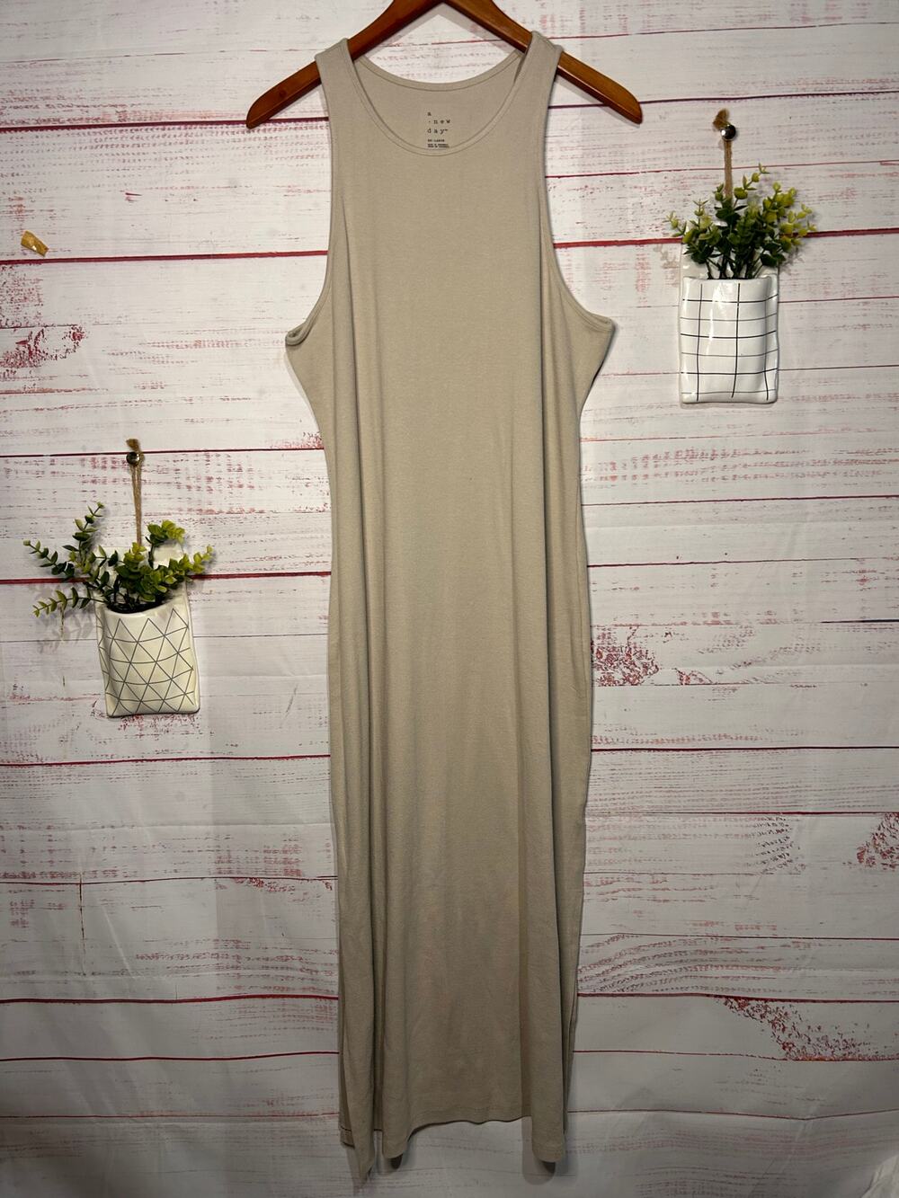 A New Day Beige Ribbed Tank Dress Size XXL